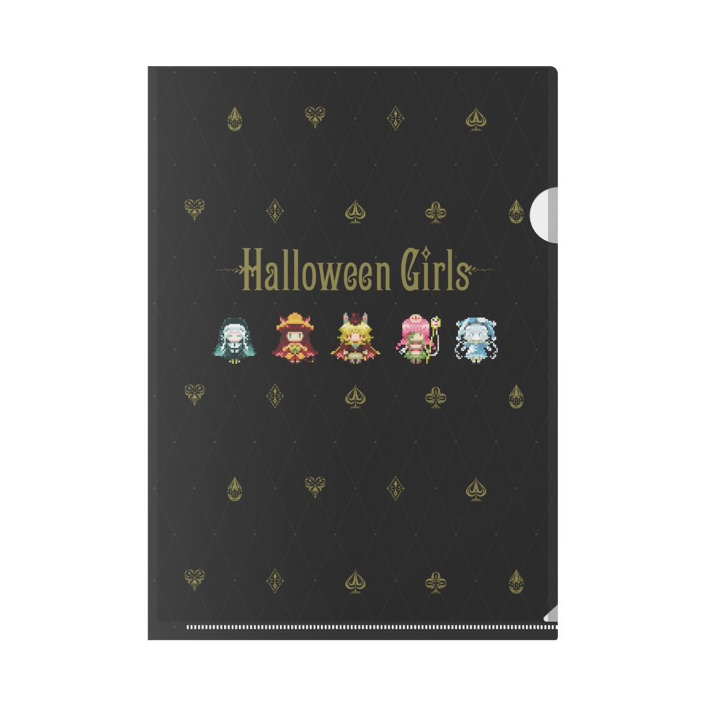 Halloween Girls A4クリアファイル -ドットver(白/黒)-