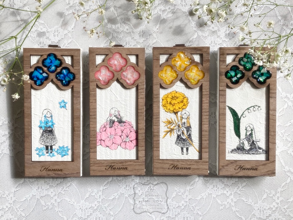 かまぼこ板アート『ハンナの花窓』