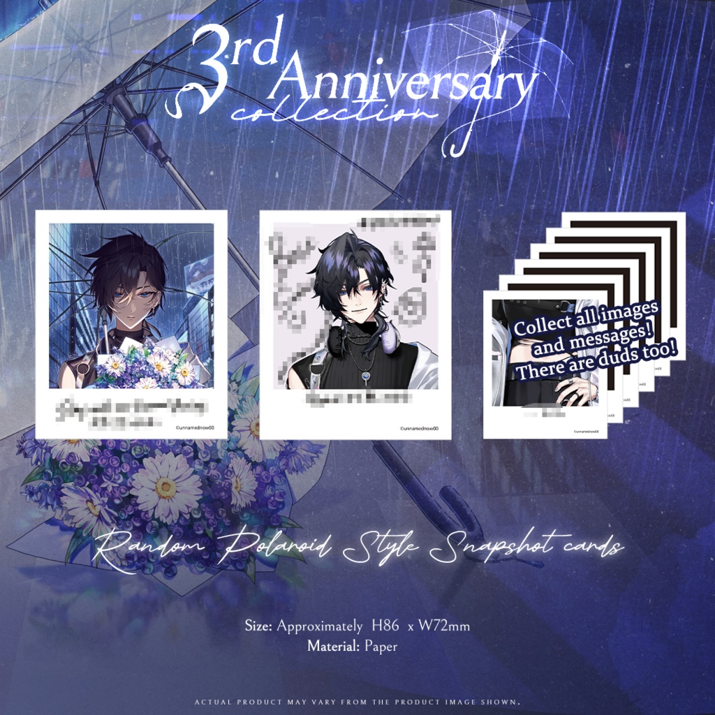 3rd Anniversary Collection Random Polaroid Style Snapshot cards