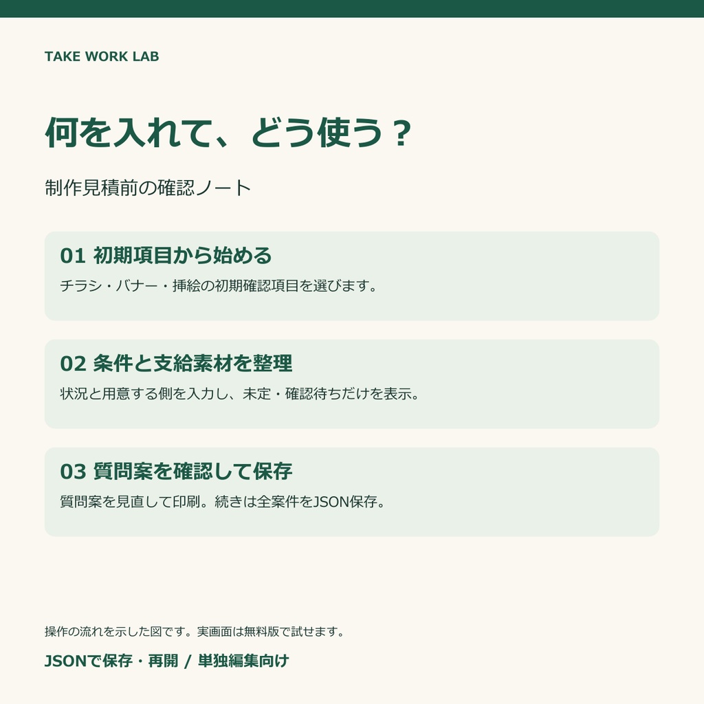 【無料体験版あり】制作見積前の要望・支給素材整理ノート