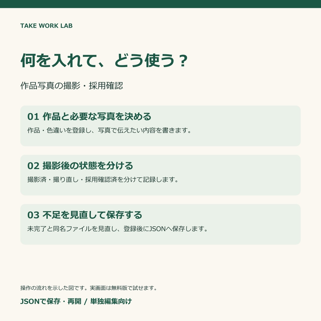 【無料体験版あり】作品別の撮影・採用確認ノート