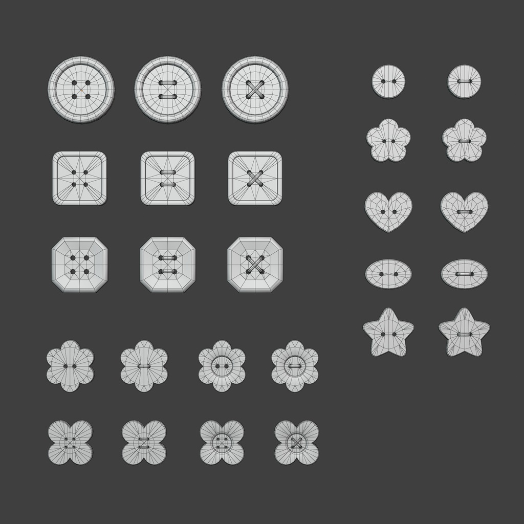 【3D素材】ボタン10種セット【Blend・FBX】
