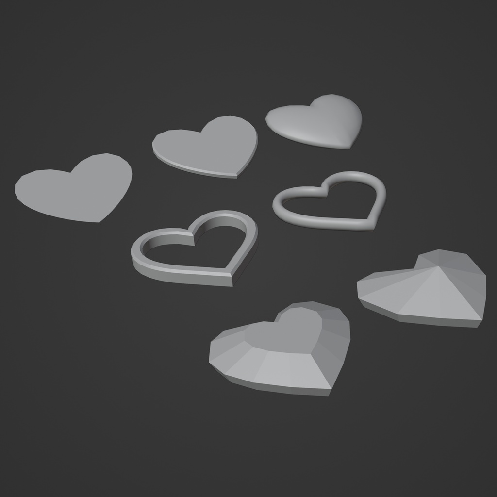 【3D素材】ハート42点セット【Blend・FBX】