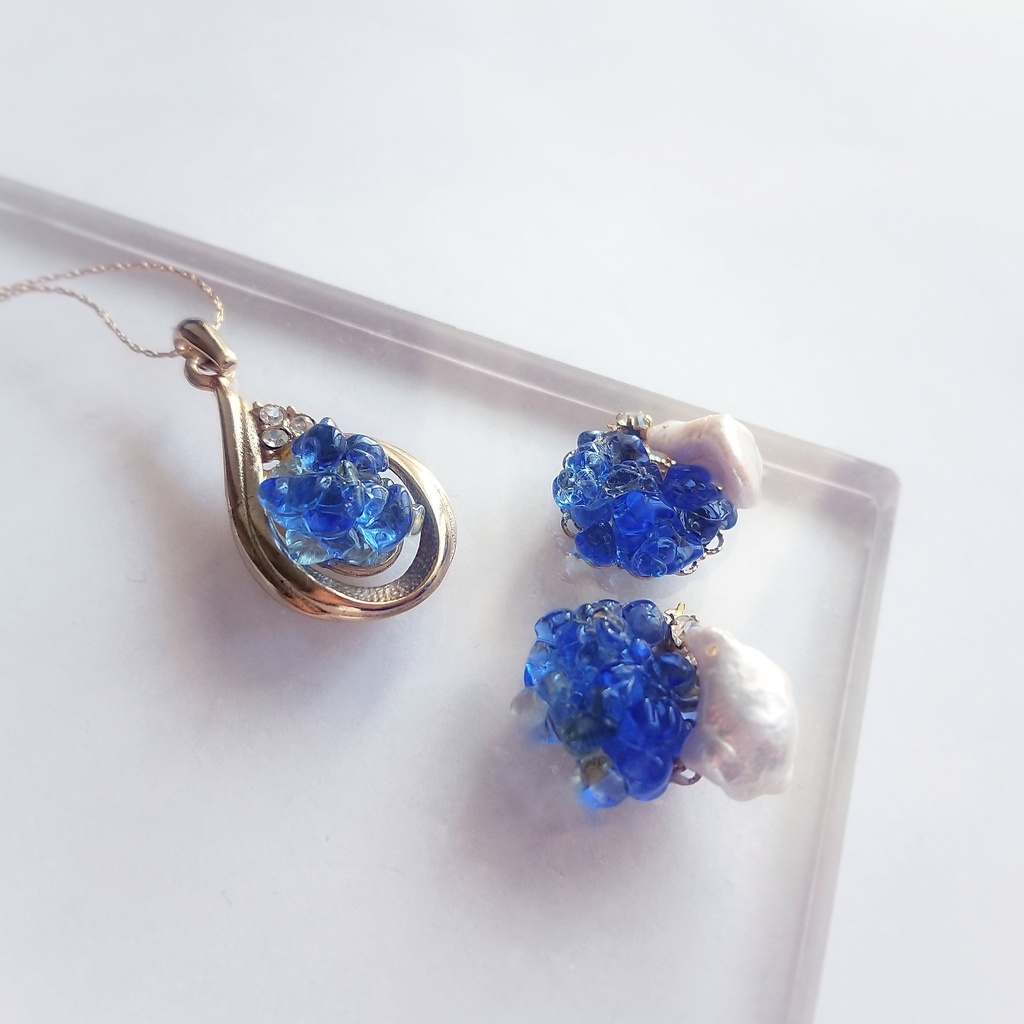 ガラスの紫陽花【アクセサリーセット】