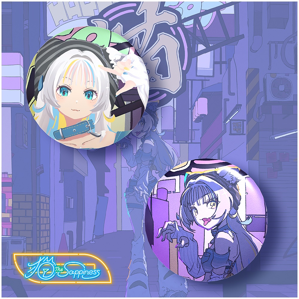 【VRChat想定】猫 The Sappiness 缶バッジ