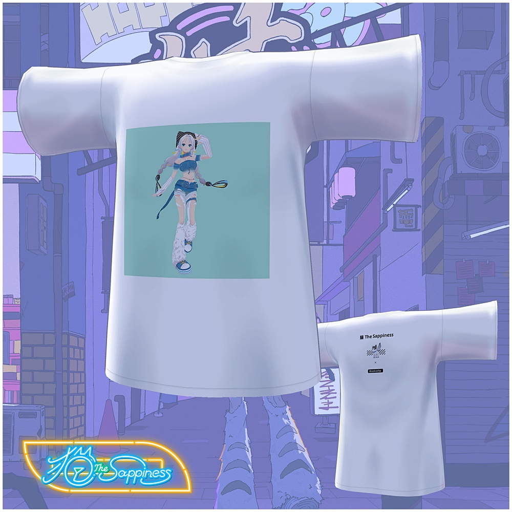 【VRChat想定】猫 The Sappiness　Tシャツ（アーティスト写真⓵）