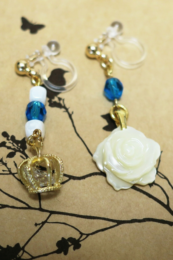 【FGO】アーサー・ペンドラゴン(プロト)、ホワイトローズverイメージイヤリング・ピアス