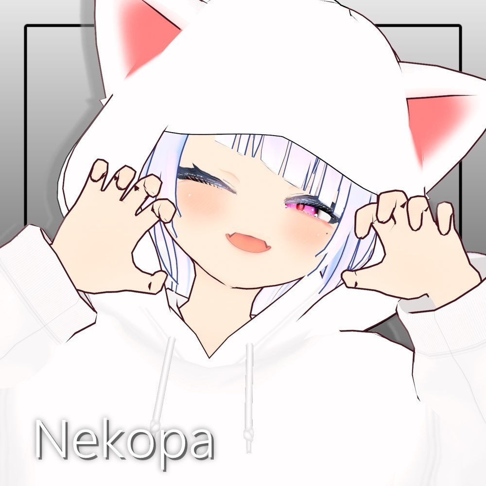 【Vroidファッション】Nekopa(猫耳パーカー白,黒)【Vroid_fashion】