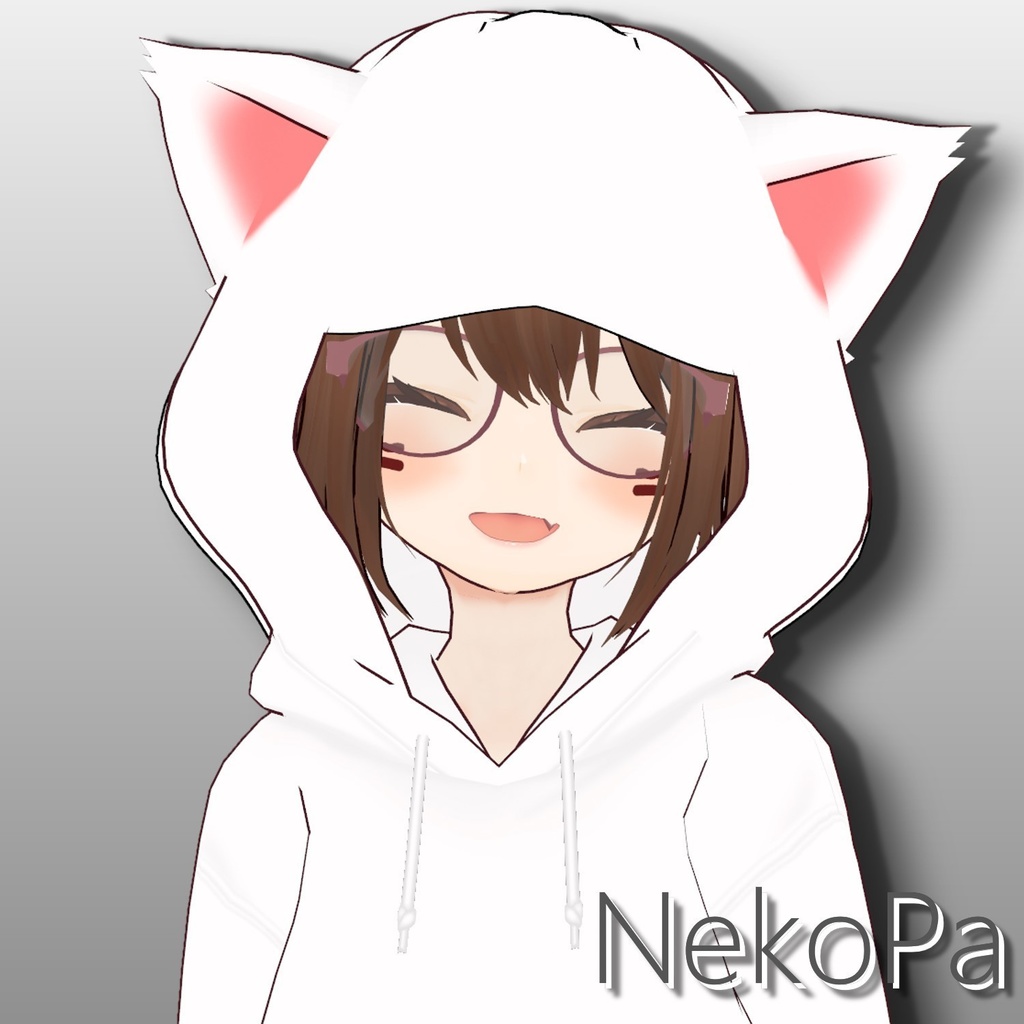 【Vroidファッション】Nekopa(猫耳パーカー白,黒)【Vroid_fashion】