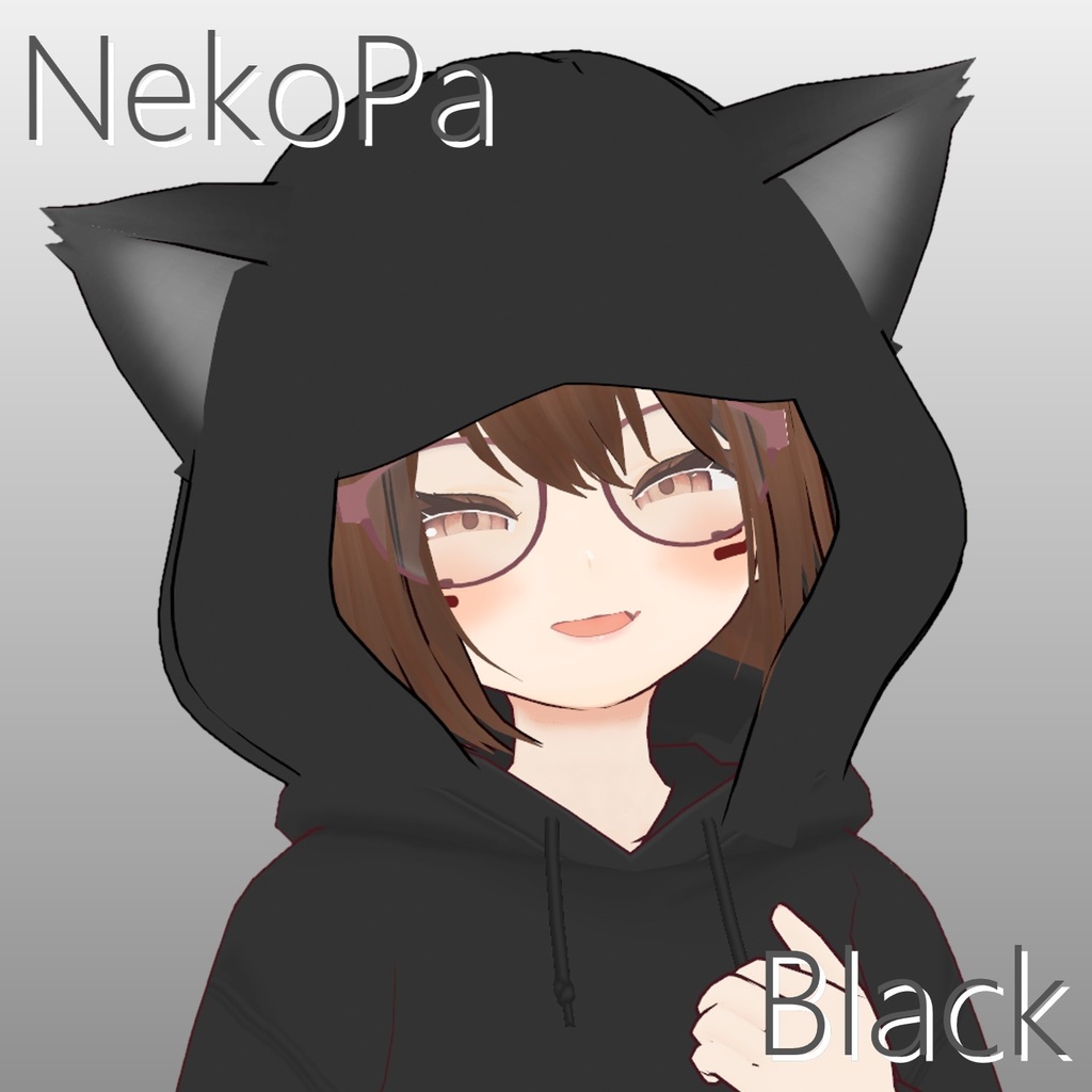 【Vroidファッション】Nekopa(猫耳パーカー白,黒)【Vroid_fashion】