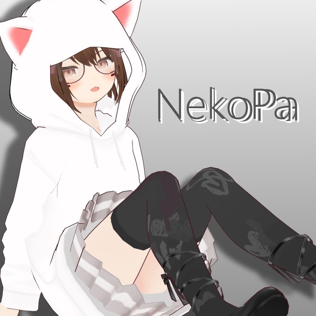 [Vroid 패션] Nekopa(고양이귀 후드 화이트/블랙) [Vroid_fashion] 