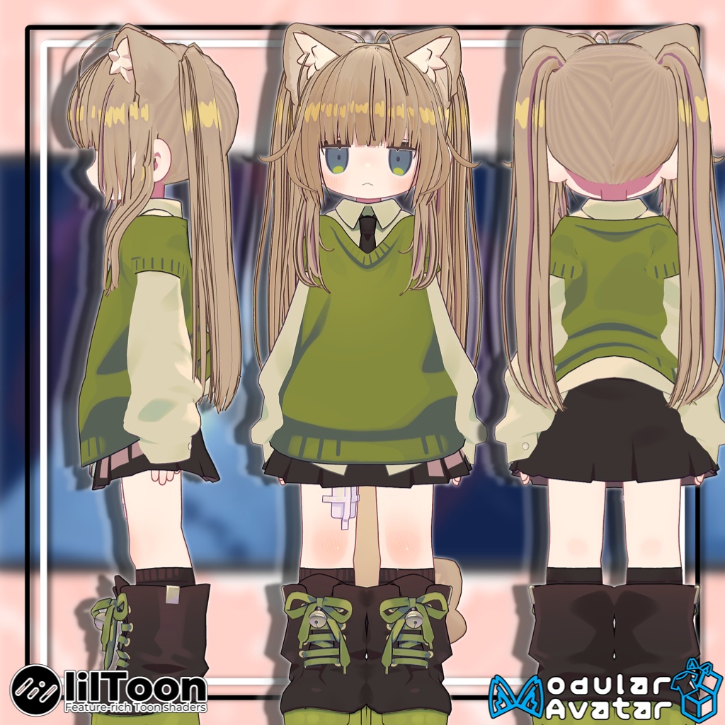 【複数アバター対応】Cuteツインテールヘア【髪型】