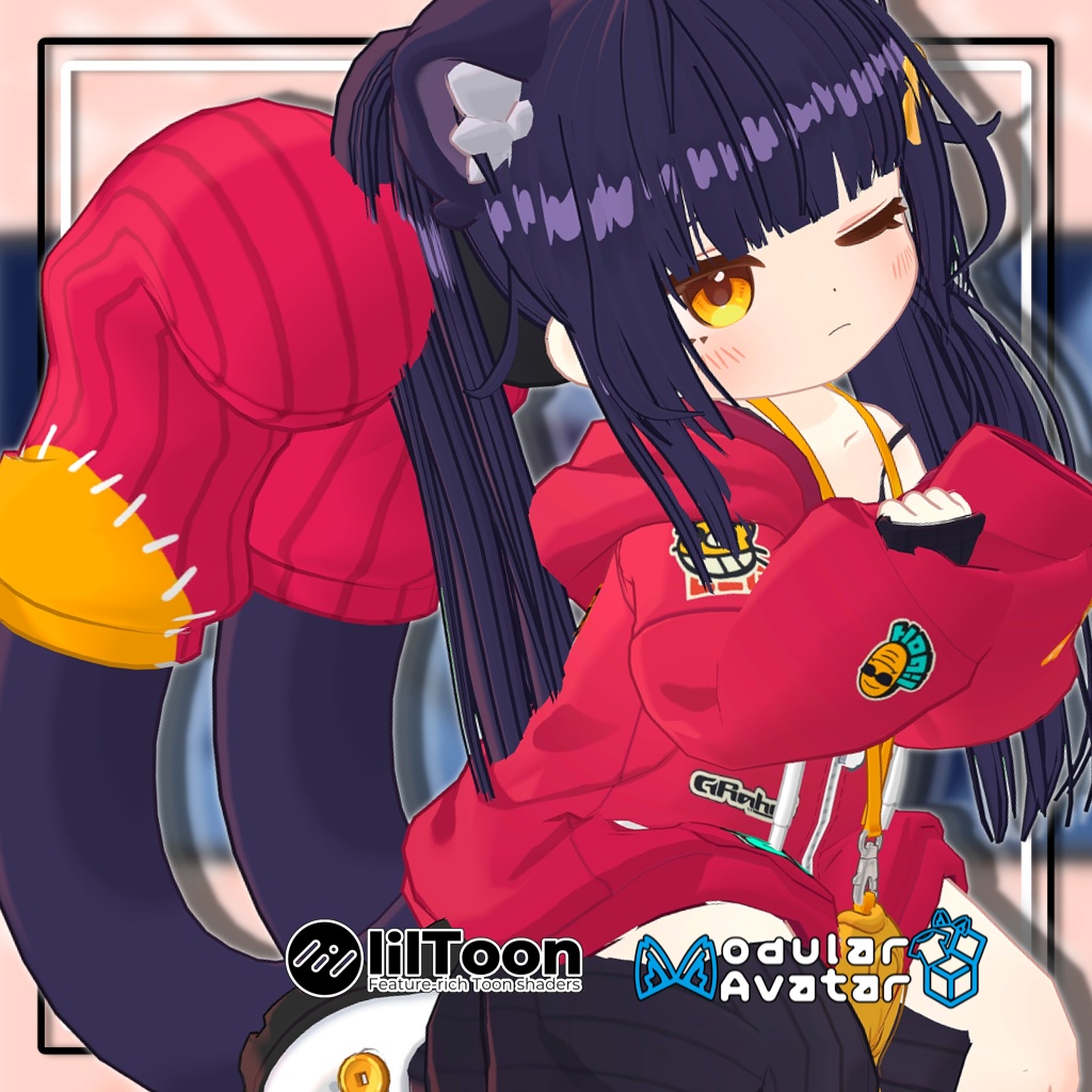 【複数アバター対応】Cuteツインテールヘア【髪型】