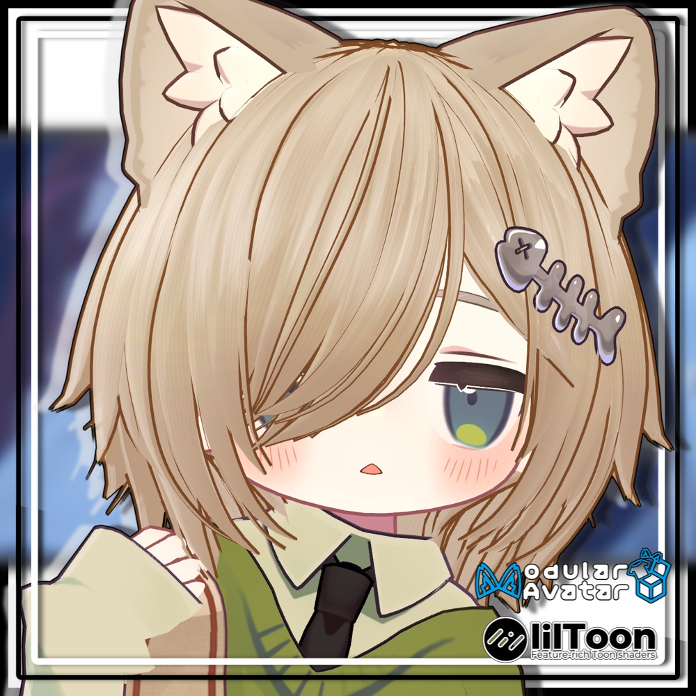 【複数アバター対応】ツインお団子ウルフ【MA対応】