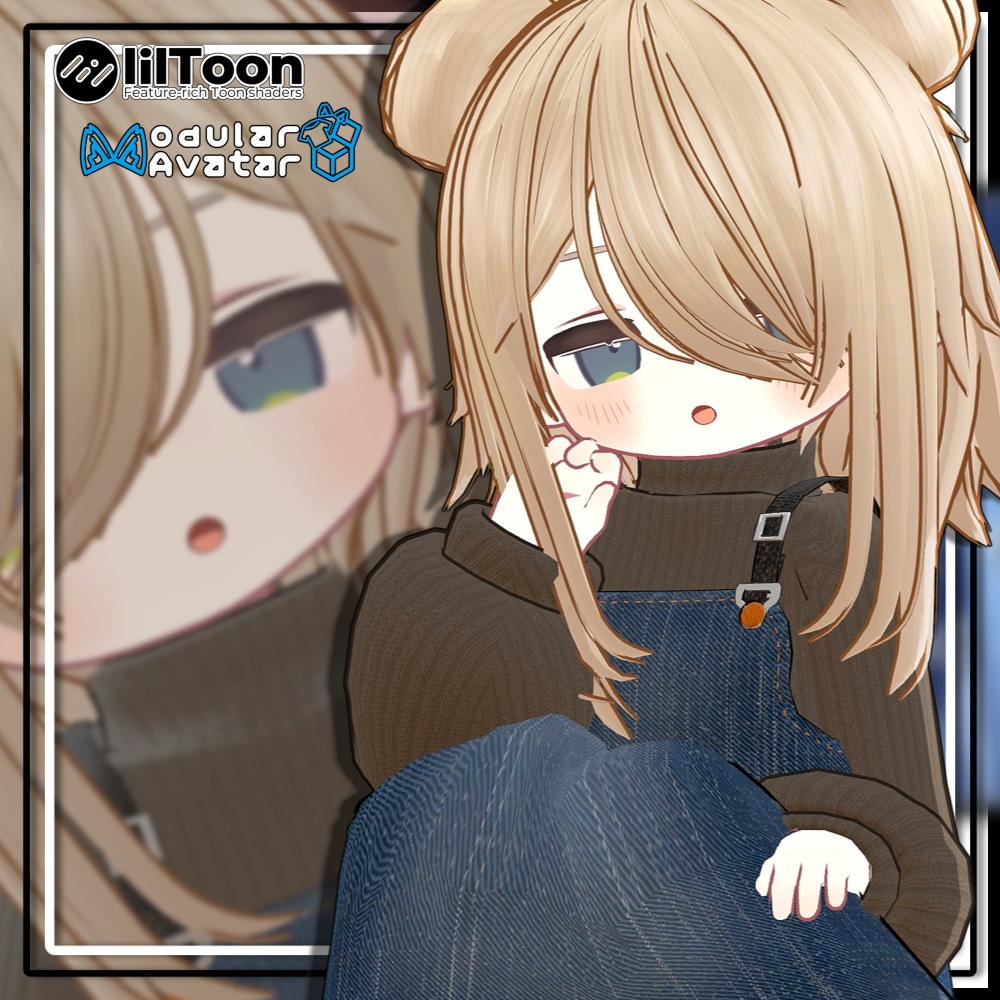 【複数アバター対応】ツインお団子ウルフ【MA対応】