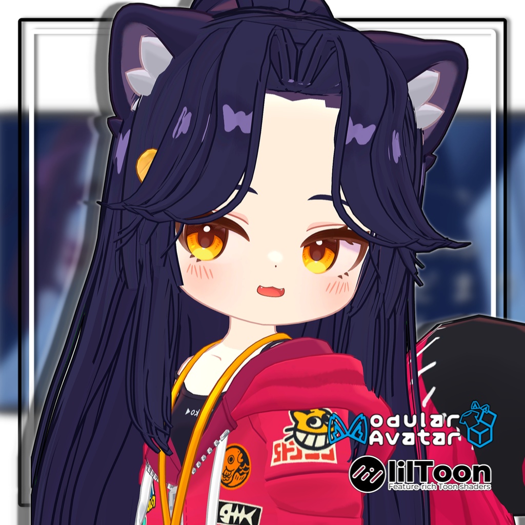 【複数アバター対応】センターパートロングポニーテール【髪型】