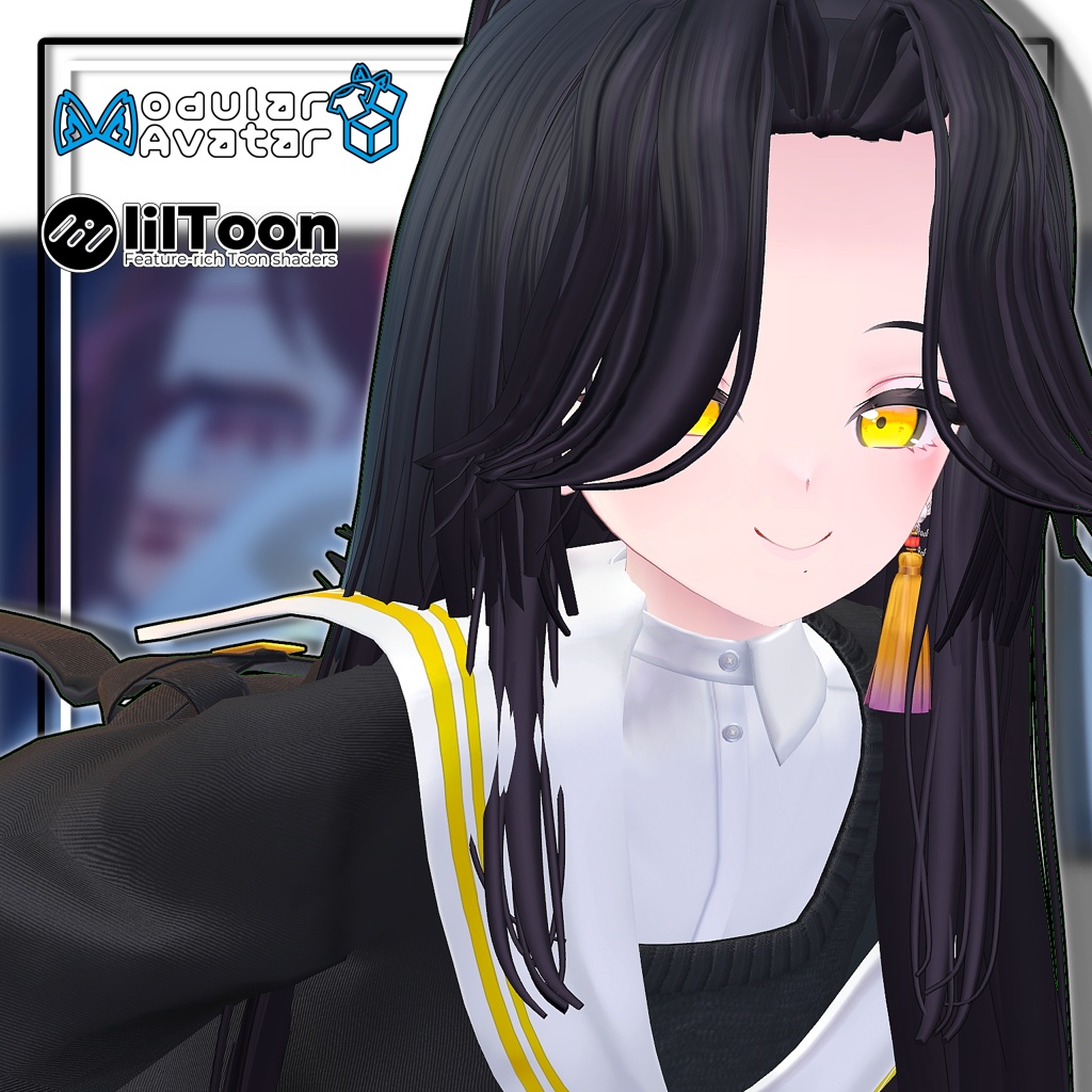 【複数アバター対応】センターパートロングポニーテール【髪型】