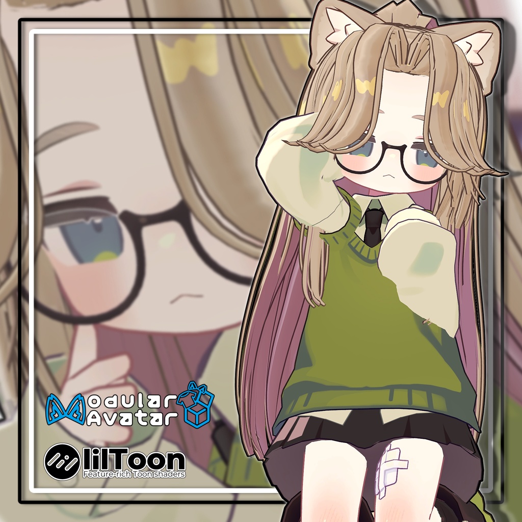 【複数アバター対応】センターパートロングポニーテール【髪型】