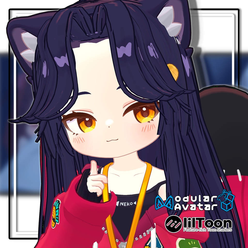 【複数アバター対応】センターパートロングポニーテール【髪型】