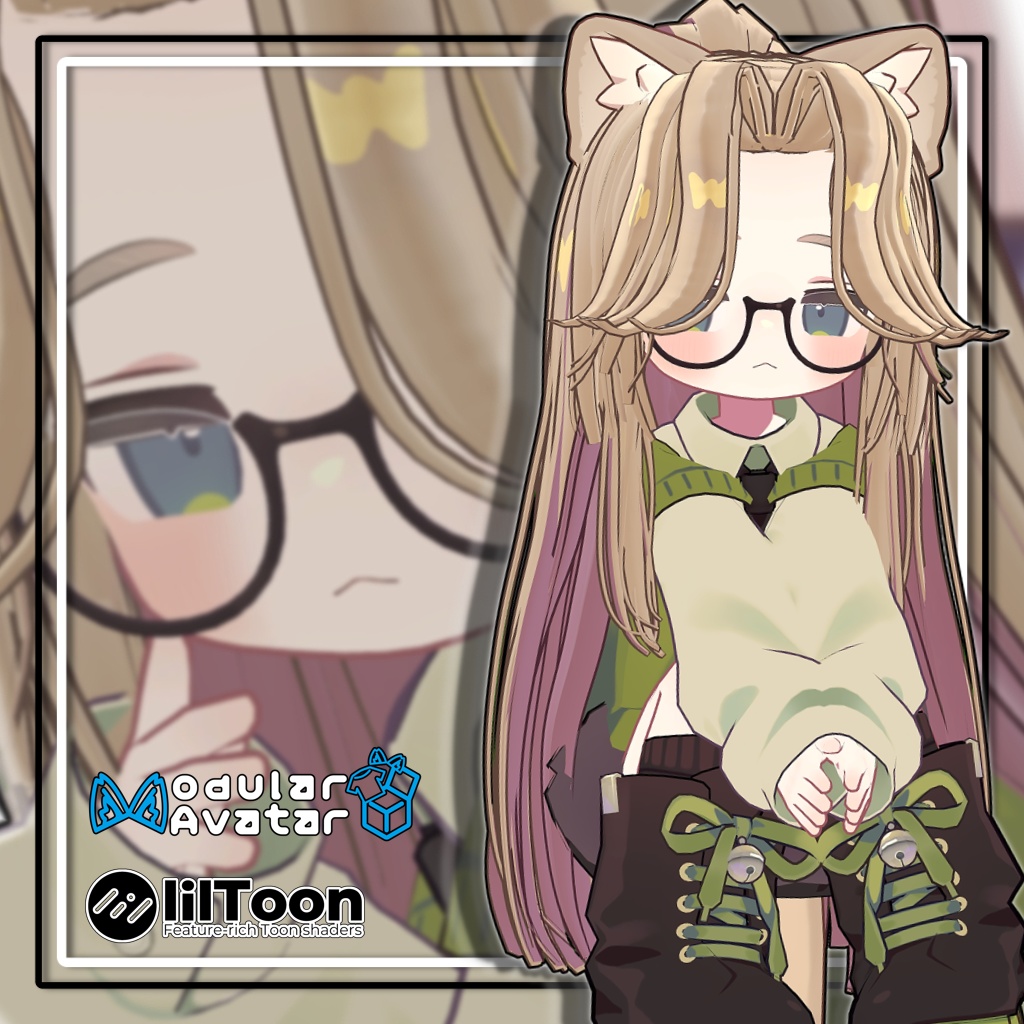 【複数アバター対応】センターパートロングポニーテール【髪型】