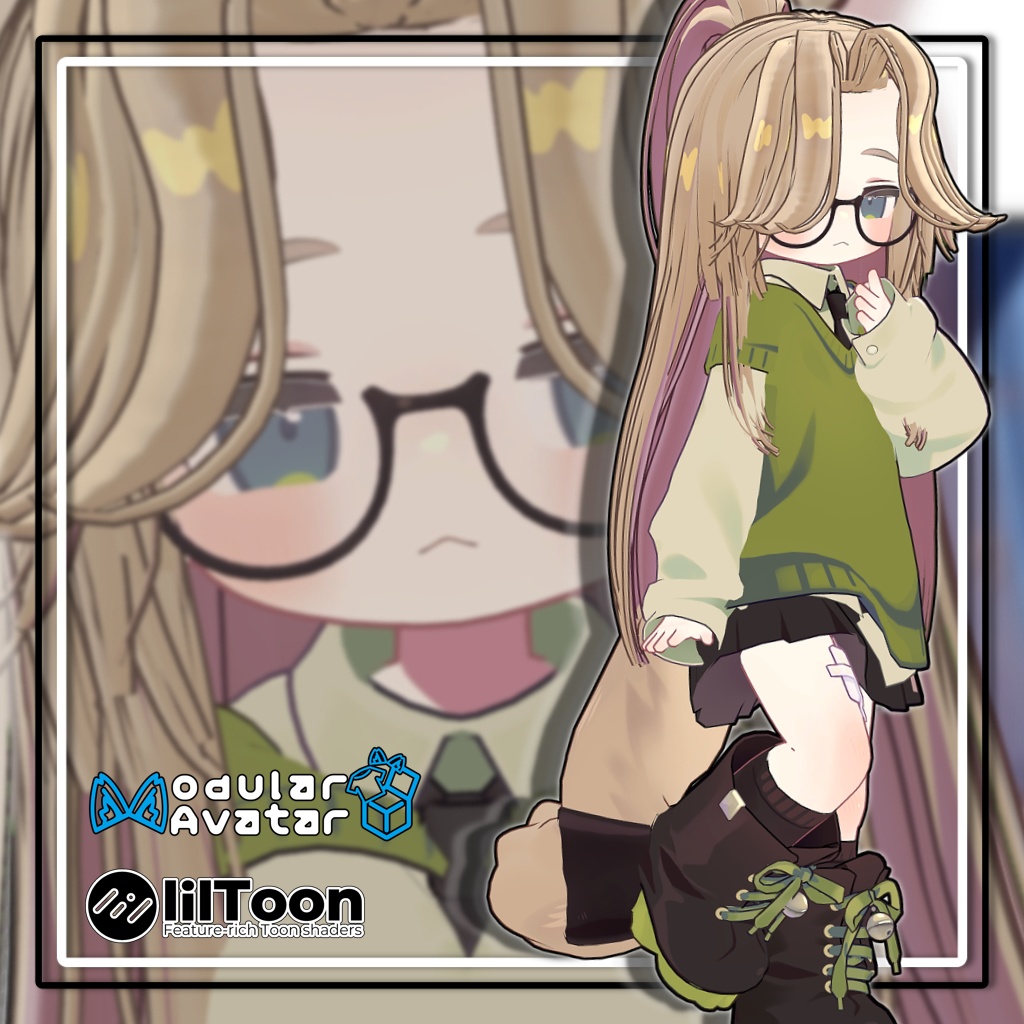 【複数アバター対応】センターパートロングポニーテール【髪型】