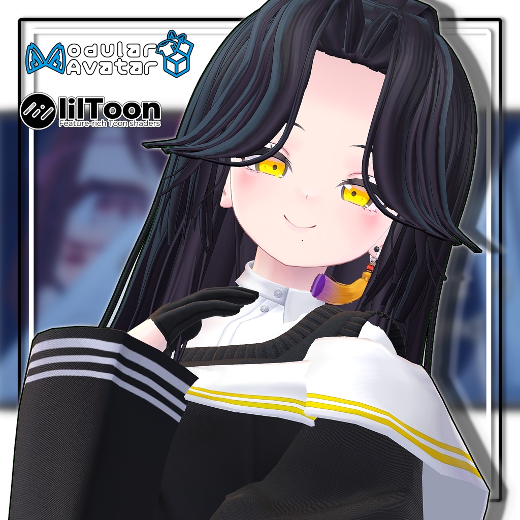 【複数アバター対応】センターパートロングポニーテール【髪型】