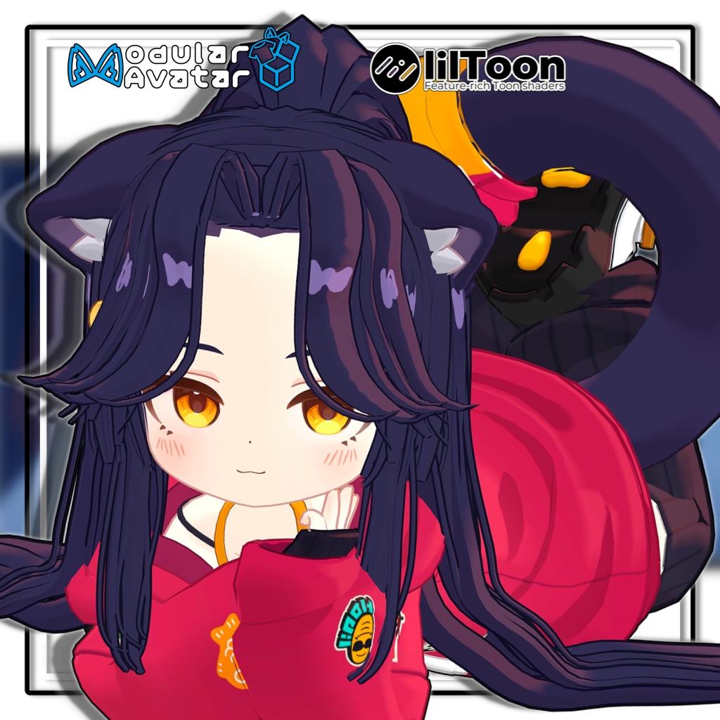 【複数アバター対応】センターパートロングポニーテール【髪型】