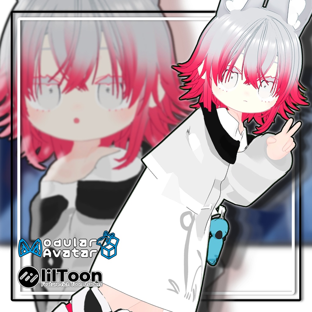 【複数アバター対応】ツンはねミドルヘア【髪型】