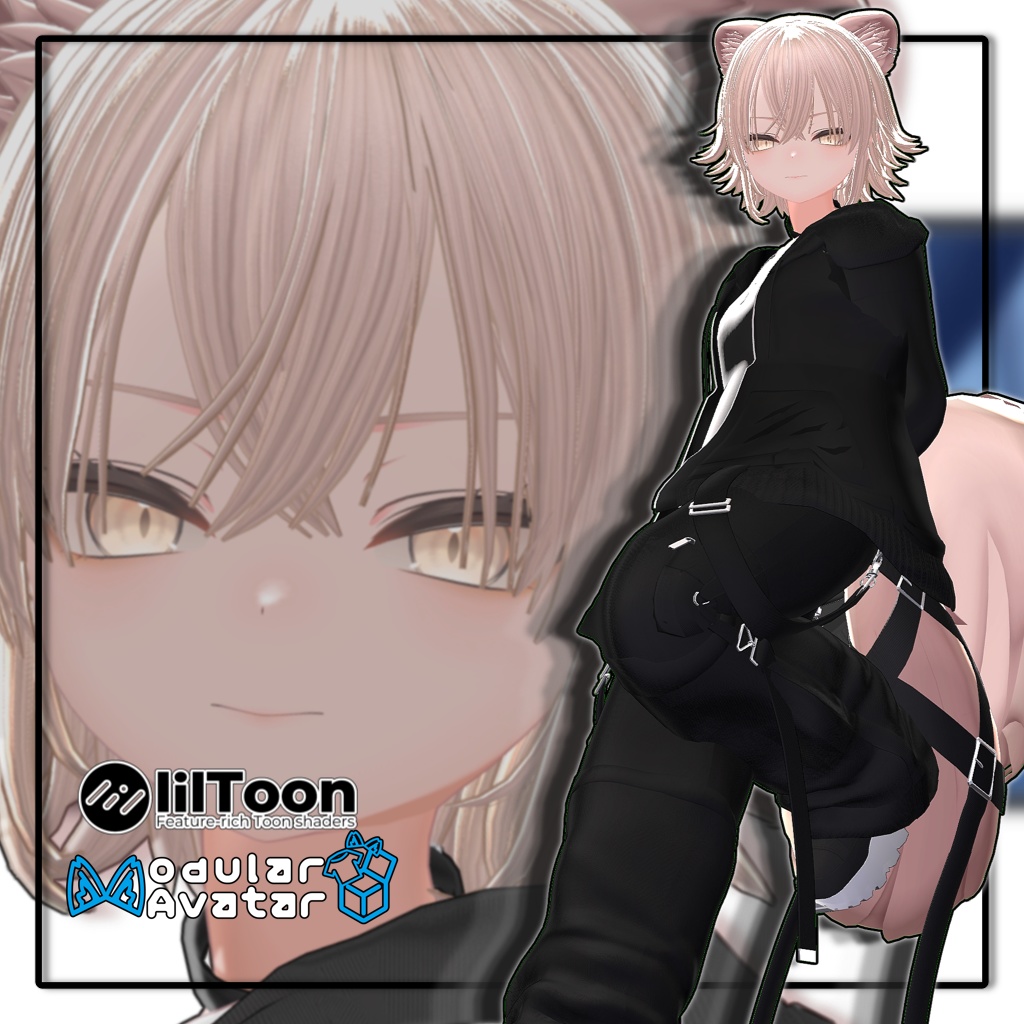 【複数アバター対応】ツンはねミドルヘア【髪型】