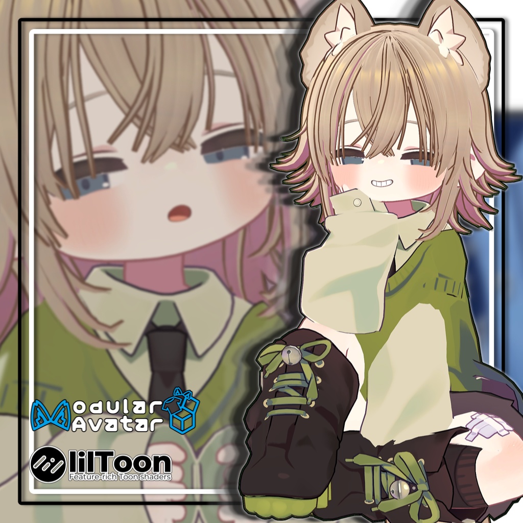 【複数アバター対応】ツンはねミドルヘア【髪型】