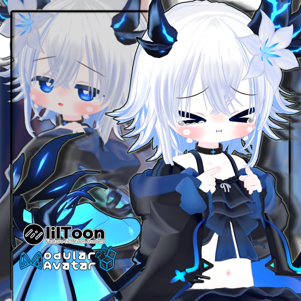 【複数アバター対応】ツンはねミドルヘア【髪型】