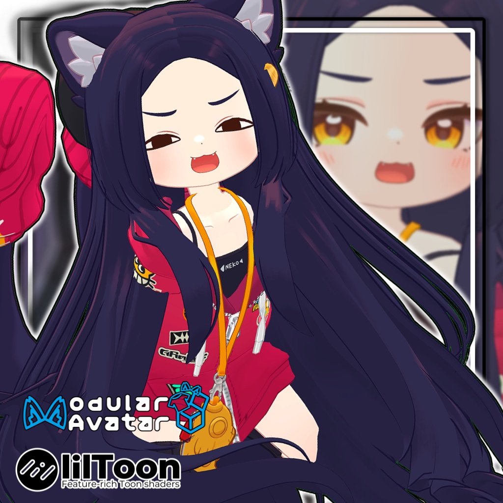 【14アバター対応】おでこ出しロングヘア/Forehead_longhair【髪型】