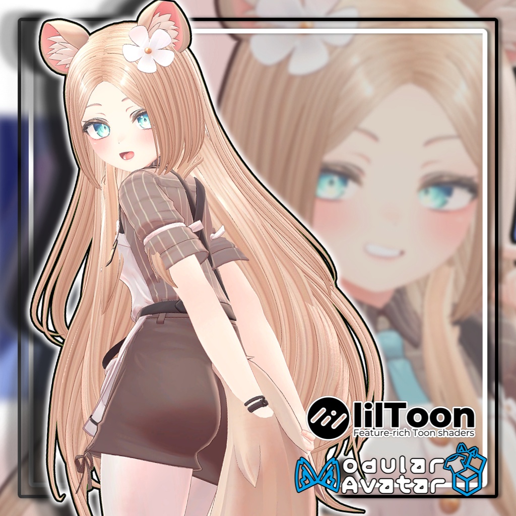 【14アバター対応】おでこ出しロングヘア/Forehead_longhair【髪型】