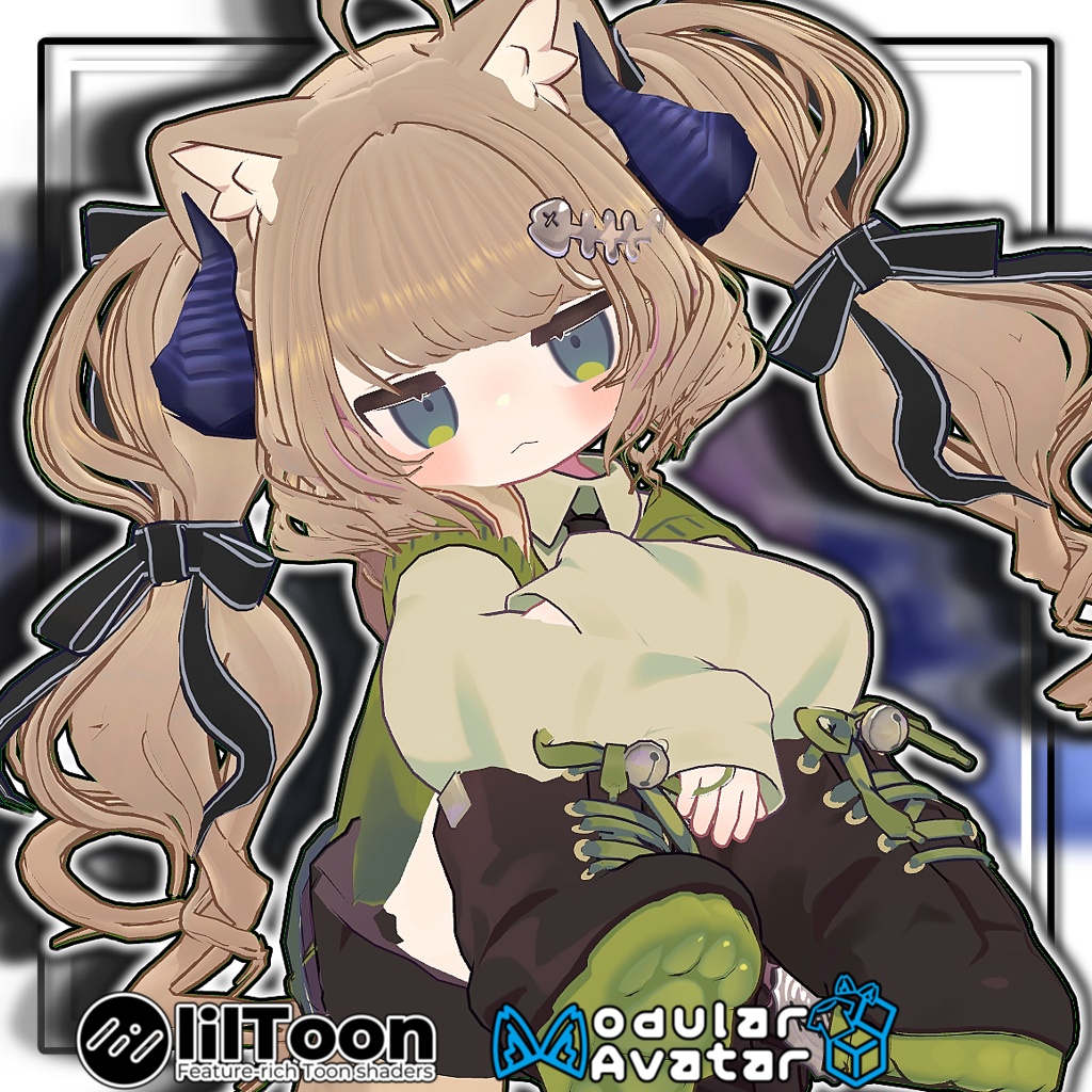 【複数アバター対応】🐉ドラゴニックふわもこツイン🎀【髪型】