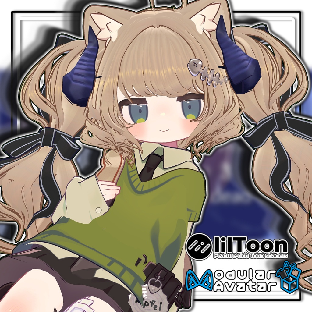 【複数アバター対応】🐉ドラゴニックふわもこツイン🎀【髪型】