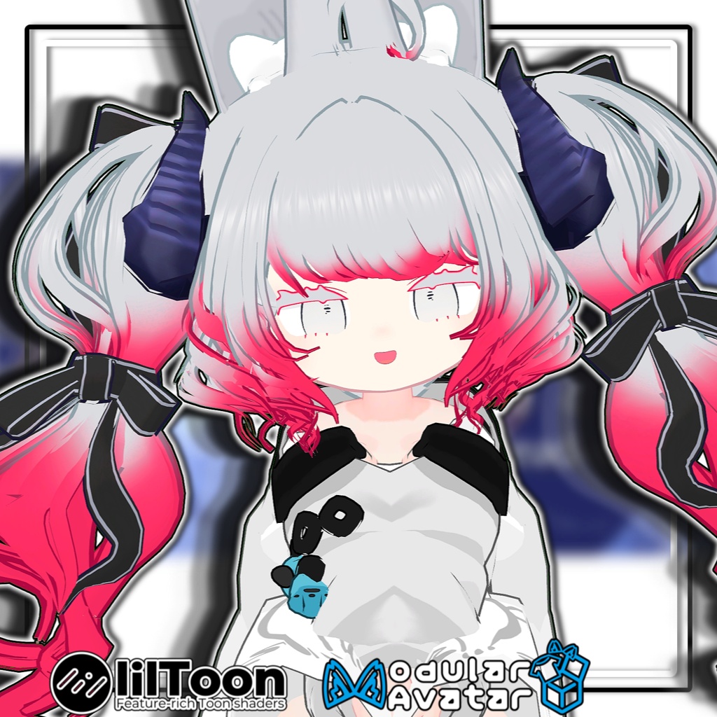 【複数アバター対応】🐉ドラゴニックふわもこツイン🎀【髪型】