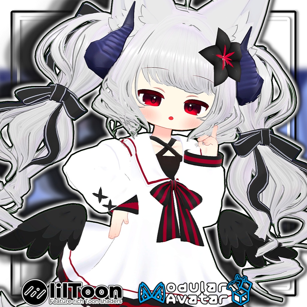 【複数アバター対応】🐉ドラゴニックふわもこツイン🎀【髪型】