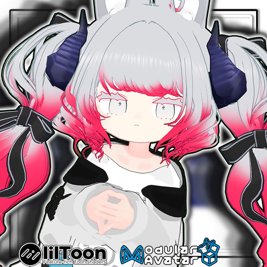 【複数アバター対応】🐉ドラゴニックふわもこツイン🎀【髪型】
