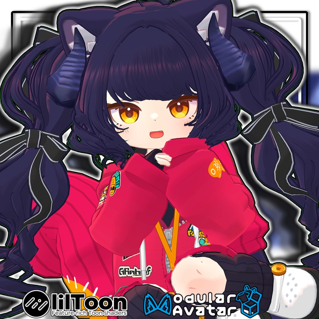 【複数アバター対応】🐉ドラゴニックふわもこツイン🎀【髪型】