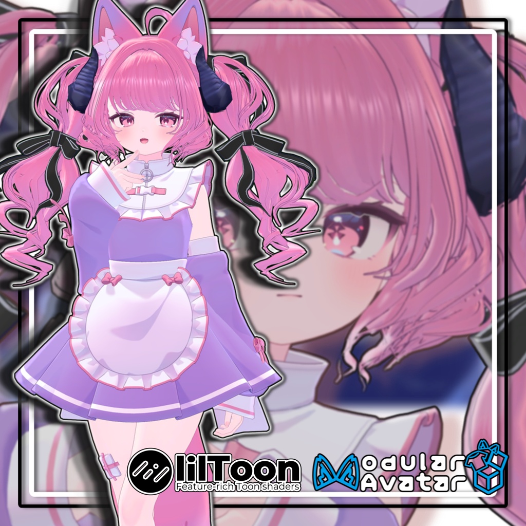 【複数アバター対応】🐉ドラゴニックふわもこツイン🎀【髪型】