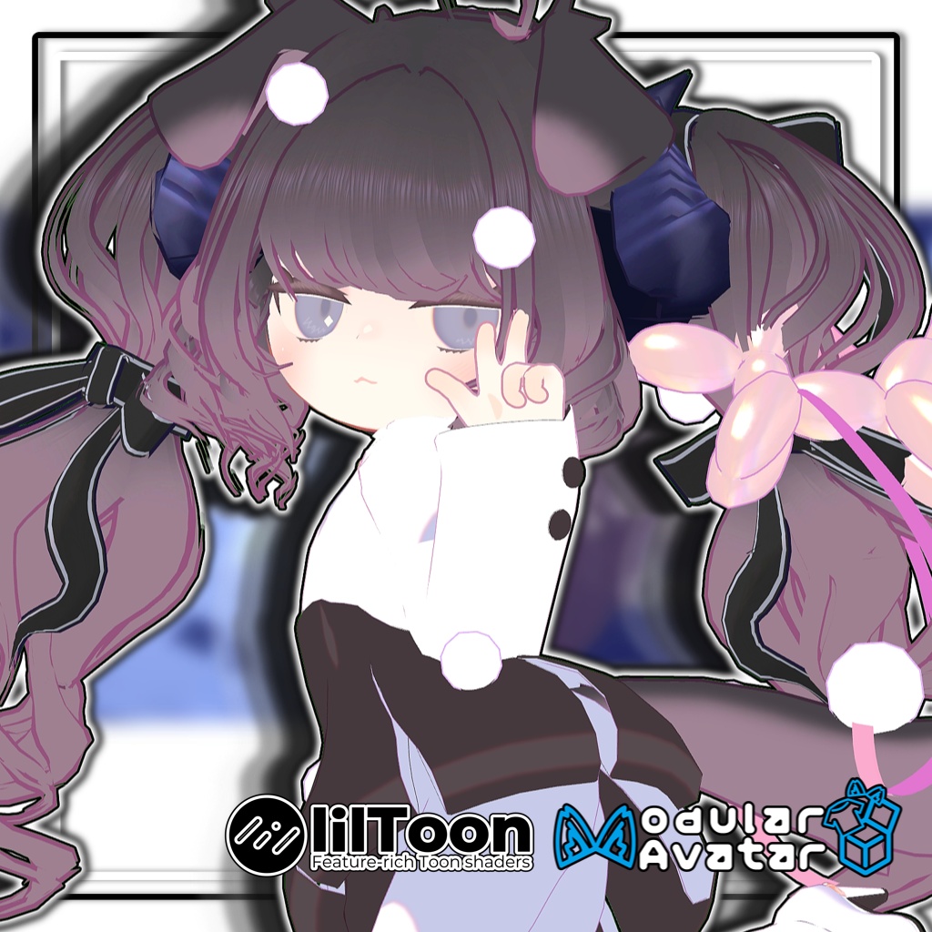 【複数アバター対応】🐉ドラゴニックふわもこツイン🎀【髪型】
