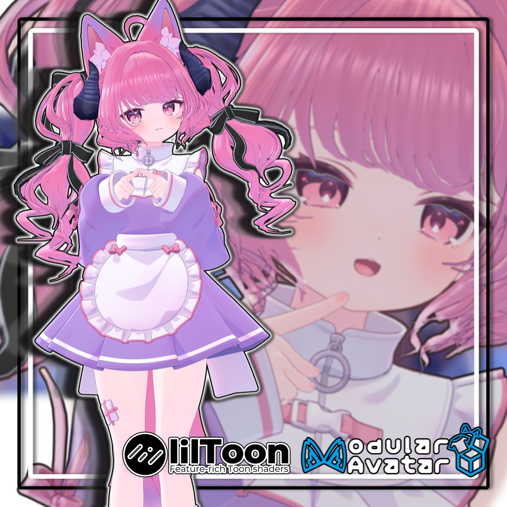 【複数アバター対応】🐉ドラゴニックふわもこツイン🎀【髪型】