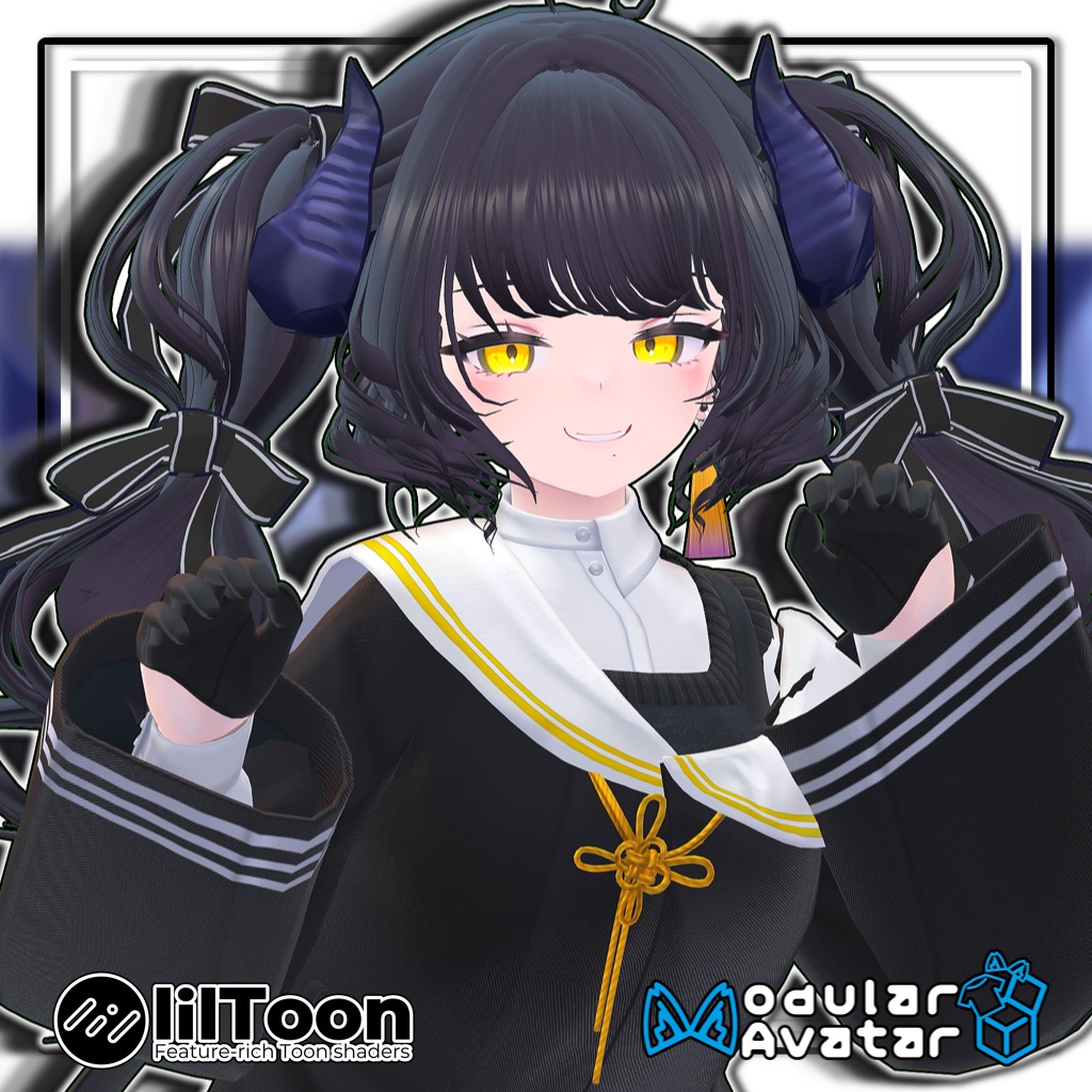 【複数アバター対応】🐉ドラゴニックふわもこツイン🎀【髪型】