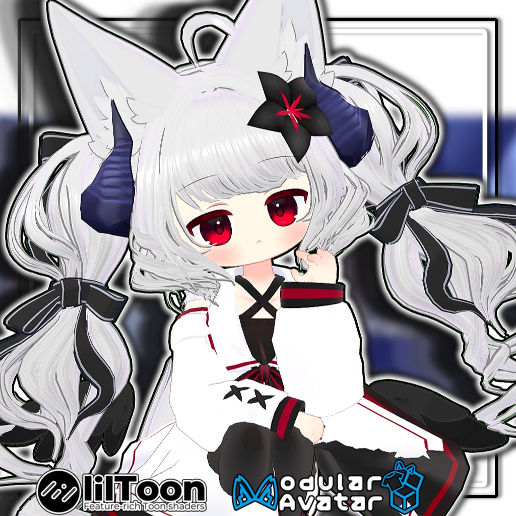 【複数アバター対応】🐉ドラゴニックふわもこツイン🎀【髪型】