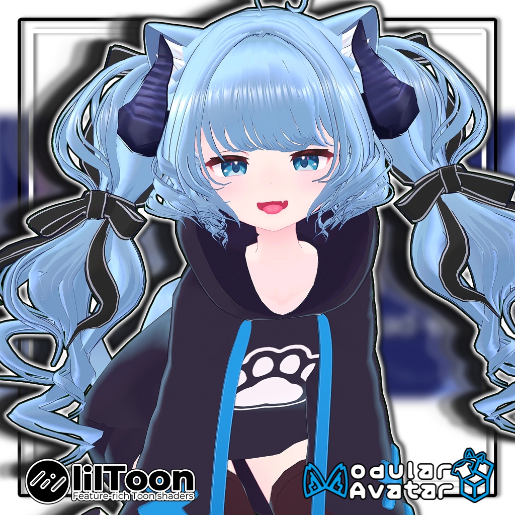 【複数アバター対応】🐉ドラゴニックふわもこツイン🎀【髪型】