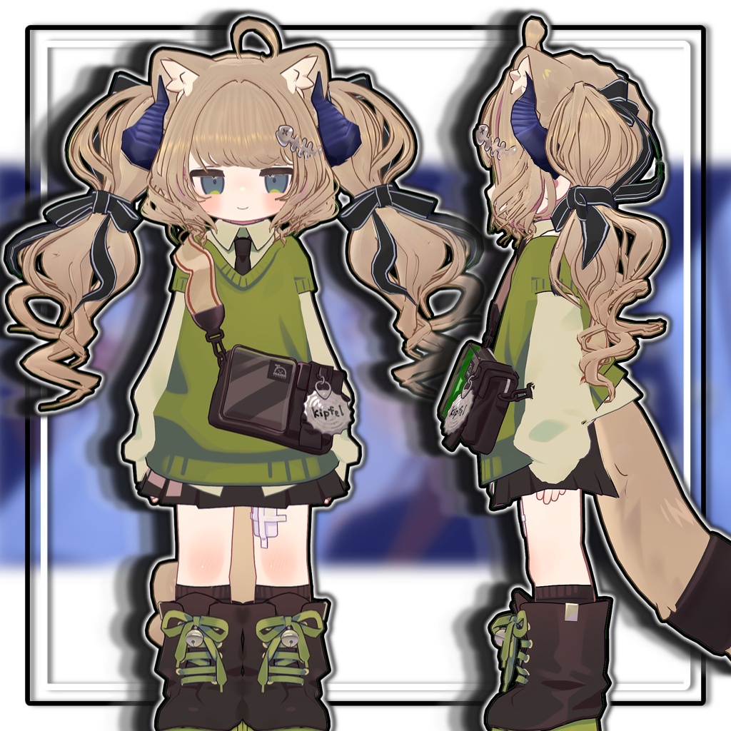 【複数アバター対応】🐉ドラゴニックふわもこツイン🎀【髪型】