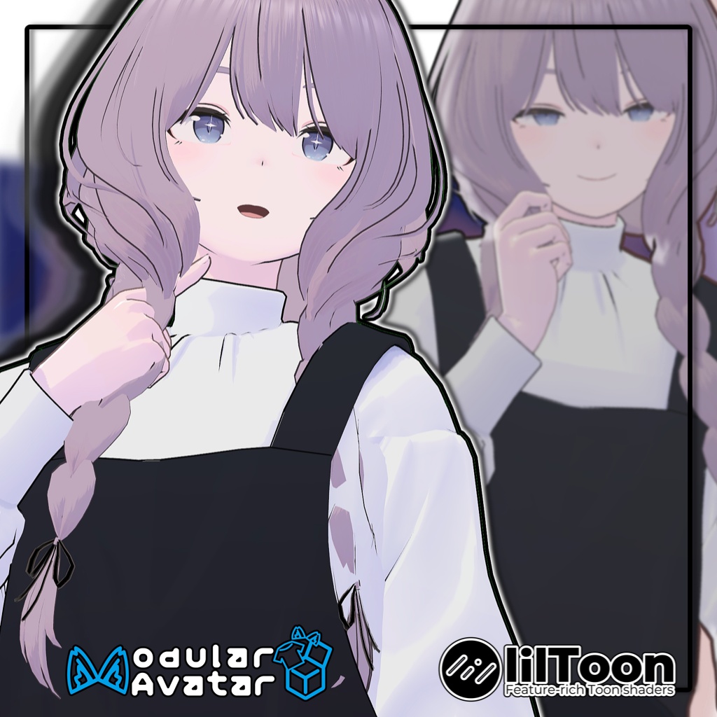 【複数アバター対応】2wayふんわりおさげボブ/2-Way Fluffy Braided Bob【髪型】
