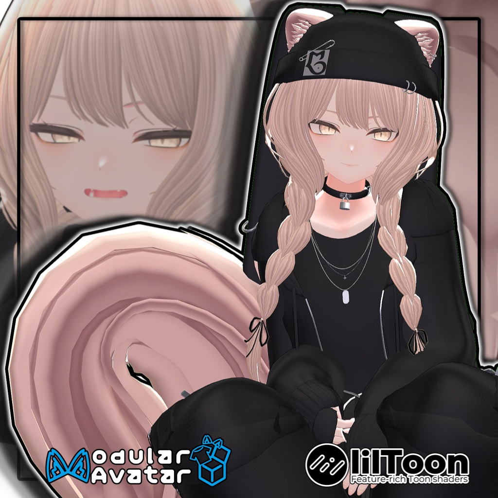 【複数アバター対応】2wayふんわりおさげボブ/2-Way Fluffy Braided Bob【髪型】