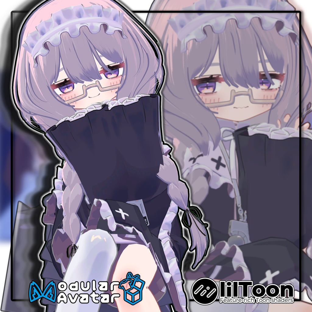 【複数アバター対応】2wayふんわりおさげボブ/2-Way Fluffy Braided Bob【髪型】