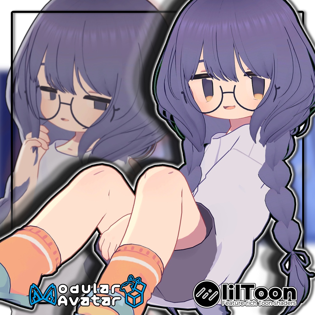 【複数アバター対応】2wayふんわりおさげボブ/2-Way Fluffy Braided Bob【髪型】